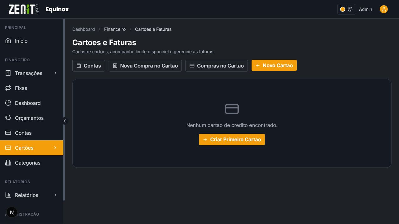 Area de cartoes e faturas